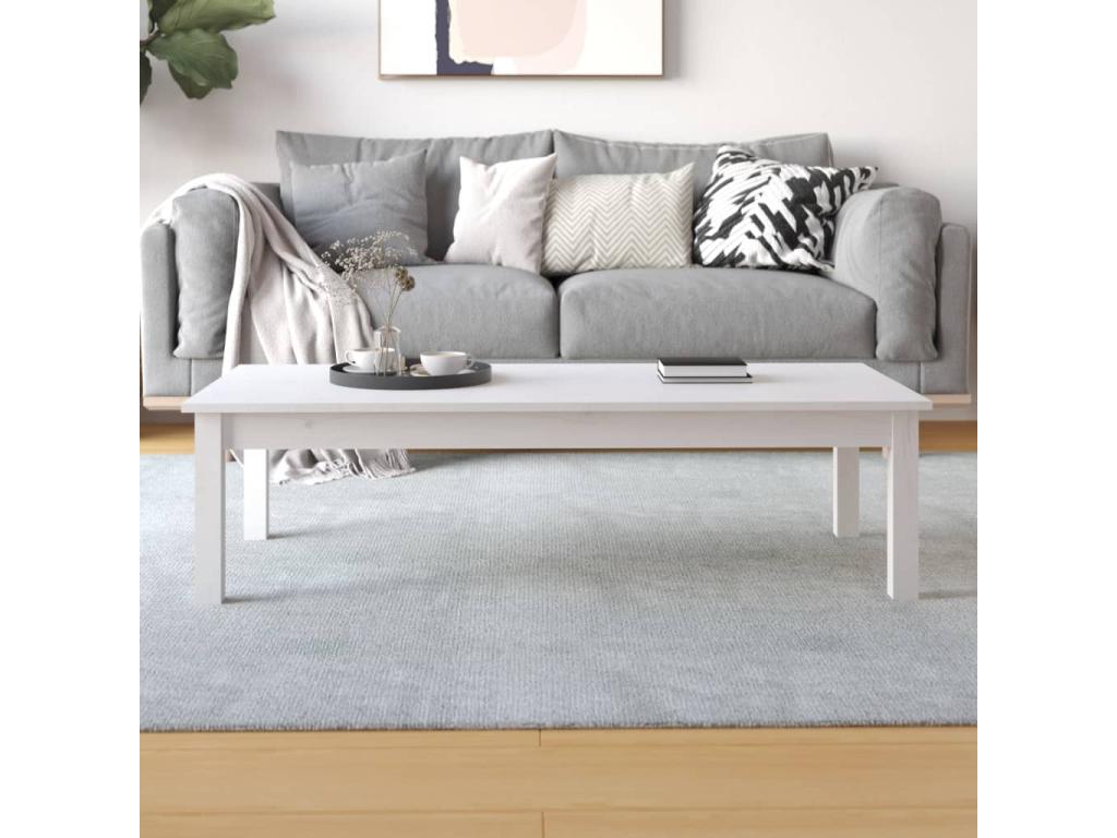 Table basse Blanc 110x50x30 cm Bois massif de pin