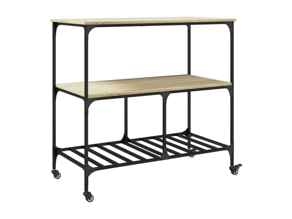 Chariot de cuisine chêne Homelumiere 100x50x95 cm bois d'ingénierie