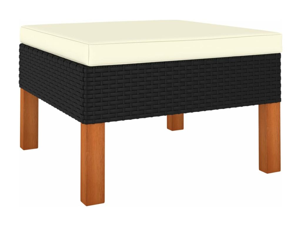 Salon de jardin 6 pcs avec coussins Résine tressée Noir