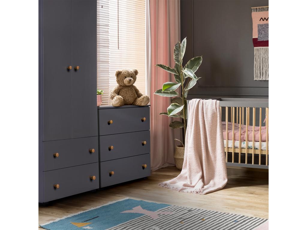 Armoire 2 portes 2 tiroirs Homelumiere par Homelumiere Gris