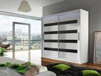 Armoire Homelumiere 156 Noir brillant - Blanc 215x180x58cm Portes d'armoire Glissement