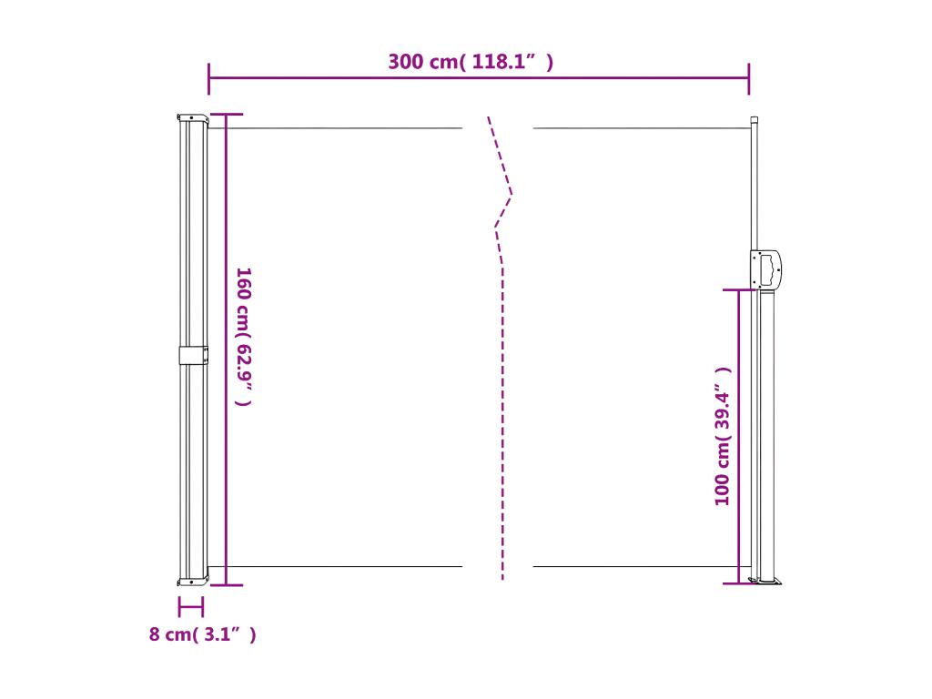 Auvent latéral rétractable bleu 160x300 cm