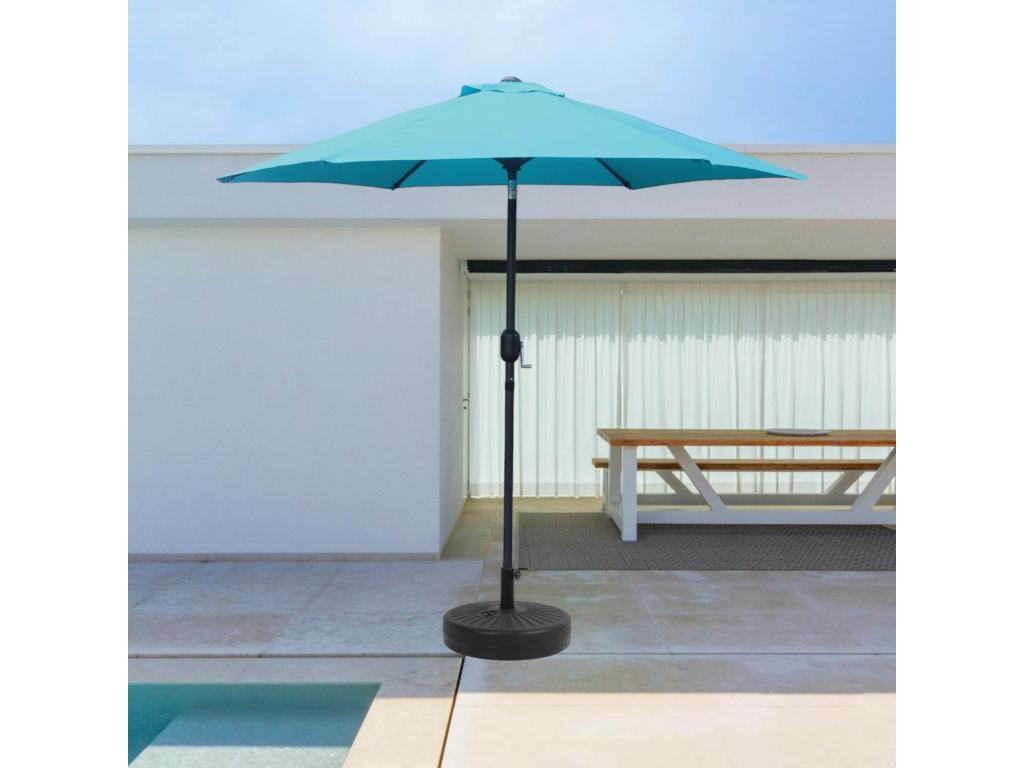 Parasol droit rond diamètre 2,5 m bleu turquoise COME