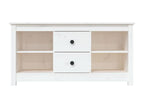 Meuble TV Blanc 103x36,5x52 cm Bois de pin massif