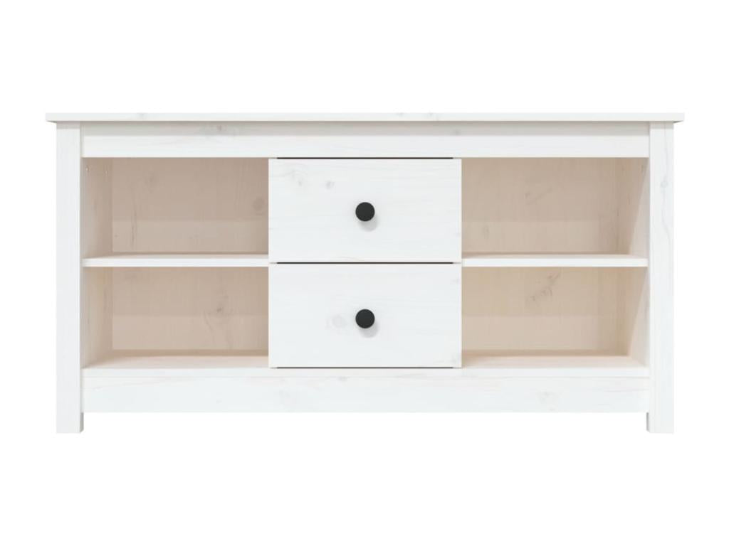 Meuble TV Blanc 103x36,5x52 cm Bois de pin massif