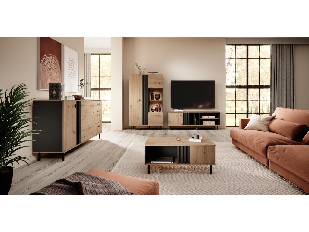 Commode Homelumiere 2D3S 165x40x82 Crème / Noir