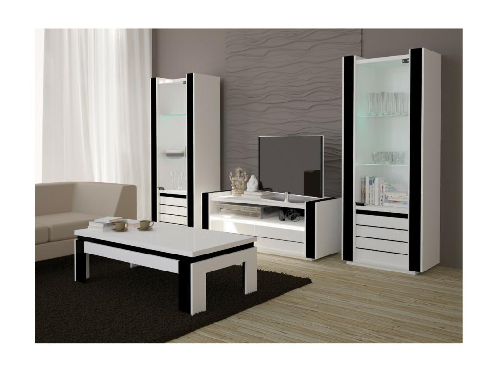 Vitrine petit modèle Homelumiere blanche et noire avec LED – 72x185x45 cm