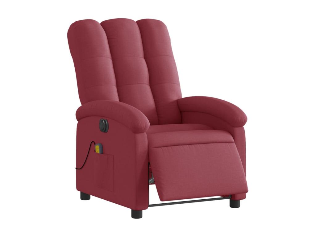 Fauteuil massant inclinable électrique Rouge bordeaux Tissu