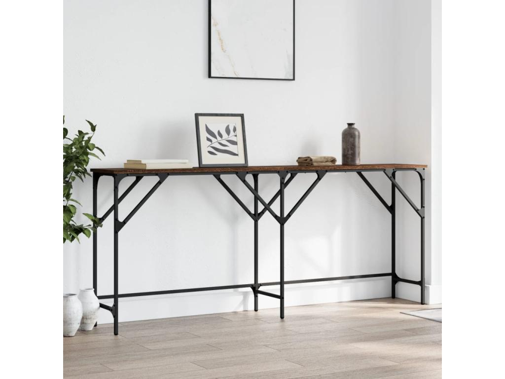 Table console chêne marron 180x29x75 bois d'ingénierie