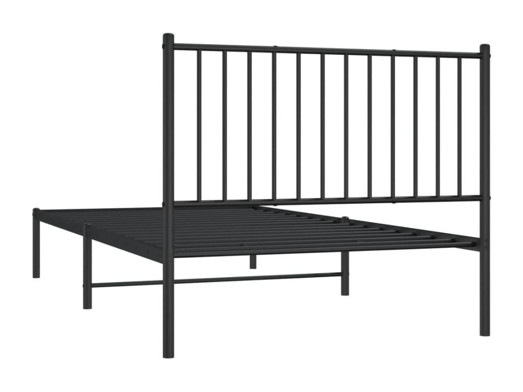 Cadre de lit métal avec tête de lit noir 100x200