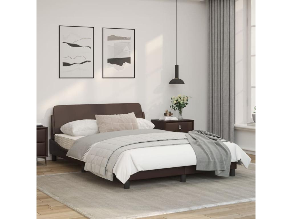 Cadre de lit avec tête de lit Marron 120x200 Similicuir