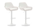 Lot de 2 Tabouret de bar - Similicuir PVC / Métal noir mat - Blanc - Homelumiere