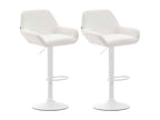 Lot de 2 Tabouret de bar - Similicuir PVC / Métal noir mat - Blanc - Homelumiere
