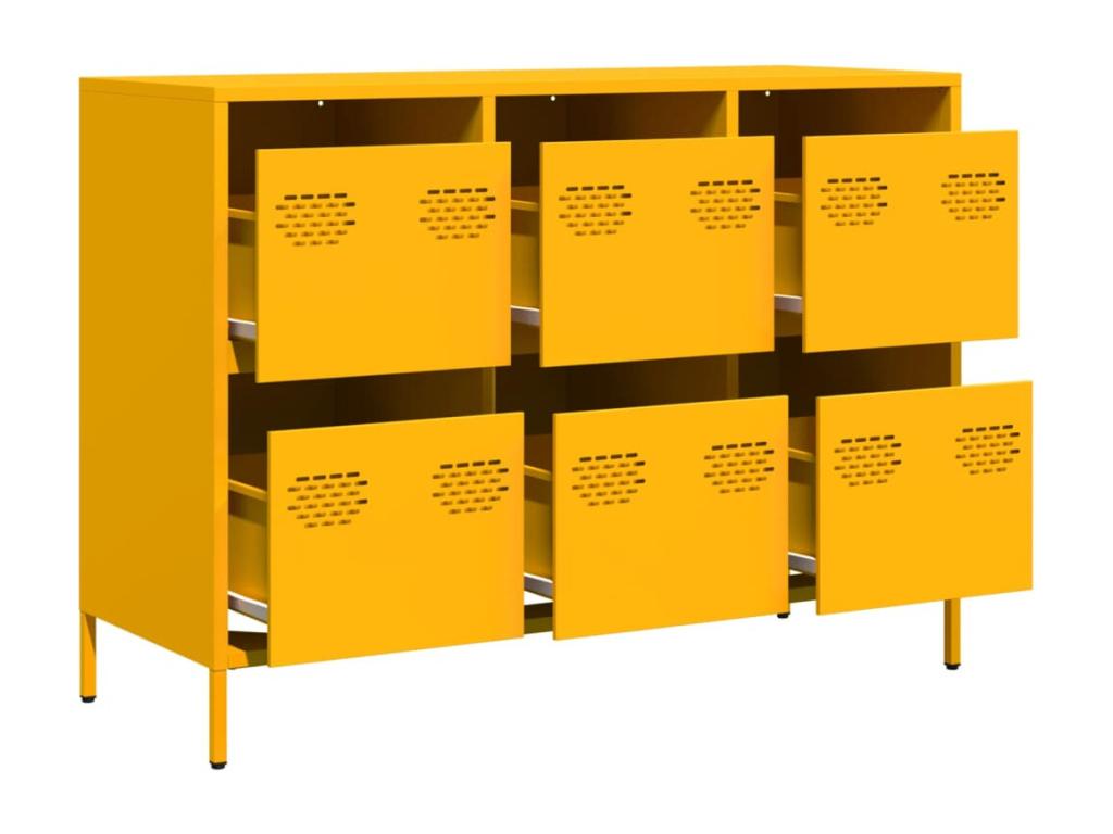 Buffet jaune moutarde 101,5x39x73,5 cm acier laminé à froid