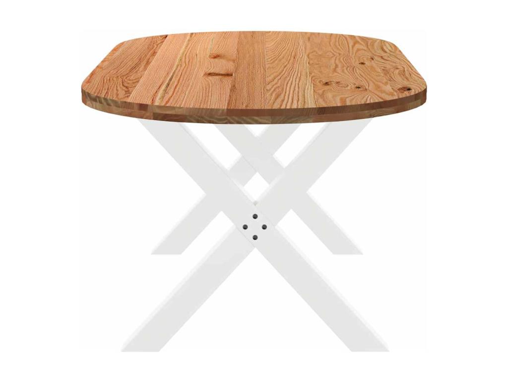 Table à manger marron clair bois de chêne massif ovale