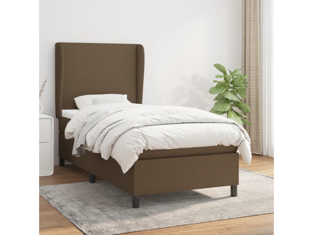 Lit à sommier tapissier avec matelas Marron foncé 90x190 cm