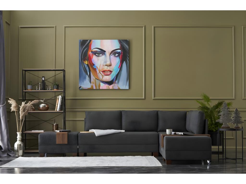 Canapé d'angle à droite modulable Homelumiere Tissu Anthracite