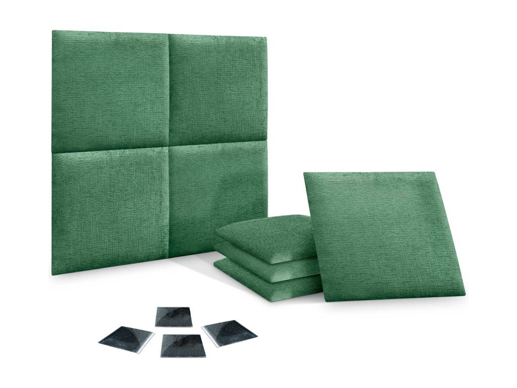 Delimoa Lot de 8 panneaux muraux acoustiques auto-adhésifs en laine écologique protection absorbante contre les chocs Vert 50x50 cm x8 06557OLHW