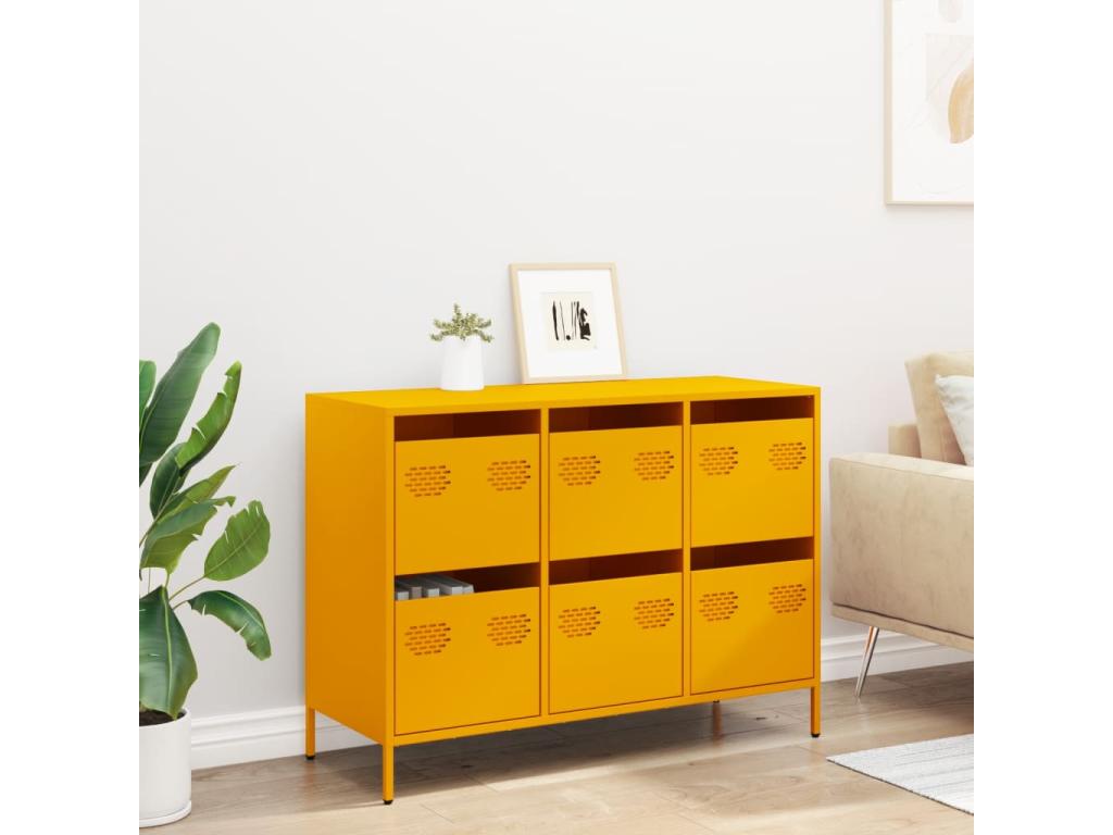 Buffet jaune moutarde 101,5x39x73,5 cm acier laminé à froid