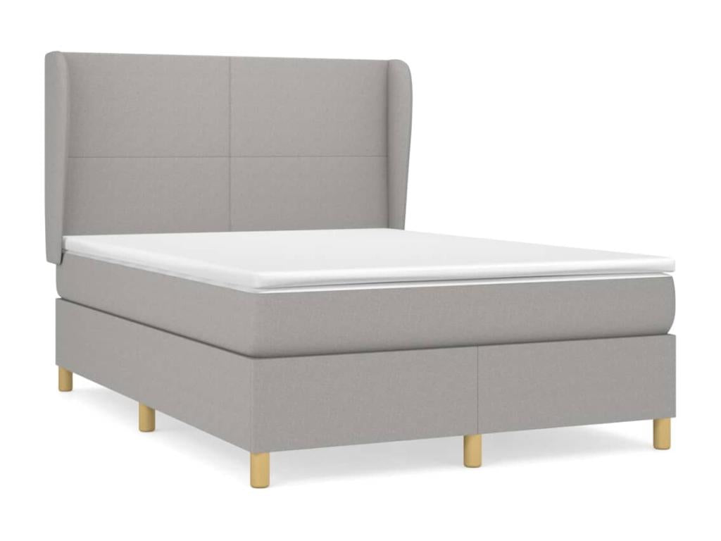 Lit à sommier tapissier avec matelas Gris clair 140x200cm Tissu