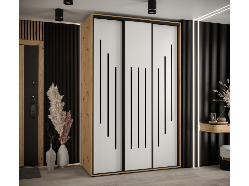 ARMOIRE Homelumiere 8 À PORTES COULISSANTES 235.2/150/45 3 portes Homelumiere/Blanc/Noir