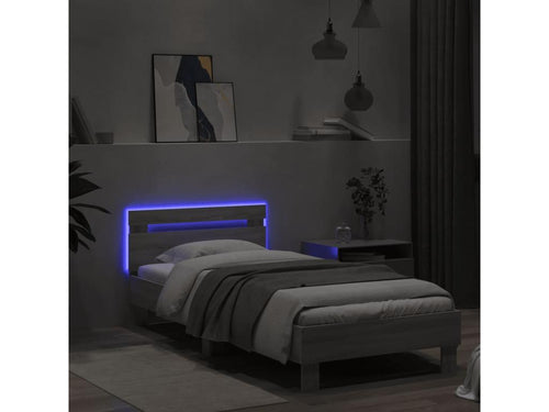 Cadre de lit tête de lit et Homelumiereères LED Homelumiere gris 90x200 cm