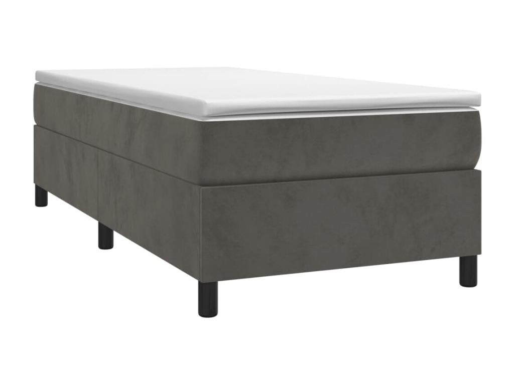 Lit à sommier tapissier et matelas Gris foncé 80x200 cm Velours