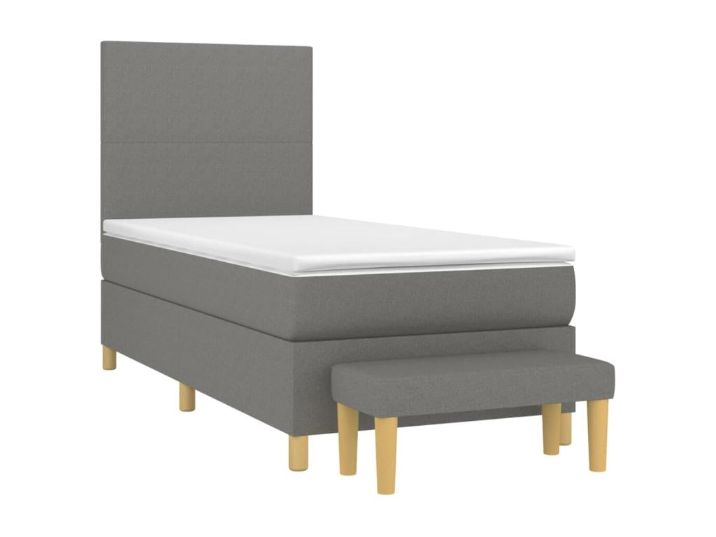Lit à sommier tapissier avec matelas Gris foncé 90x200 cm Tissu