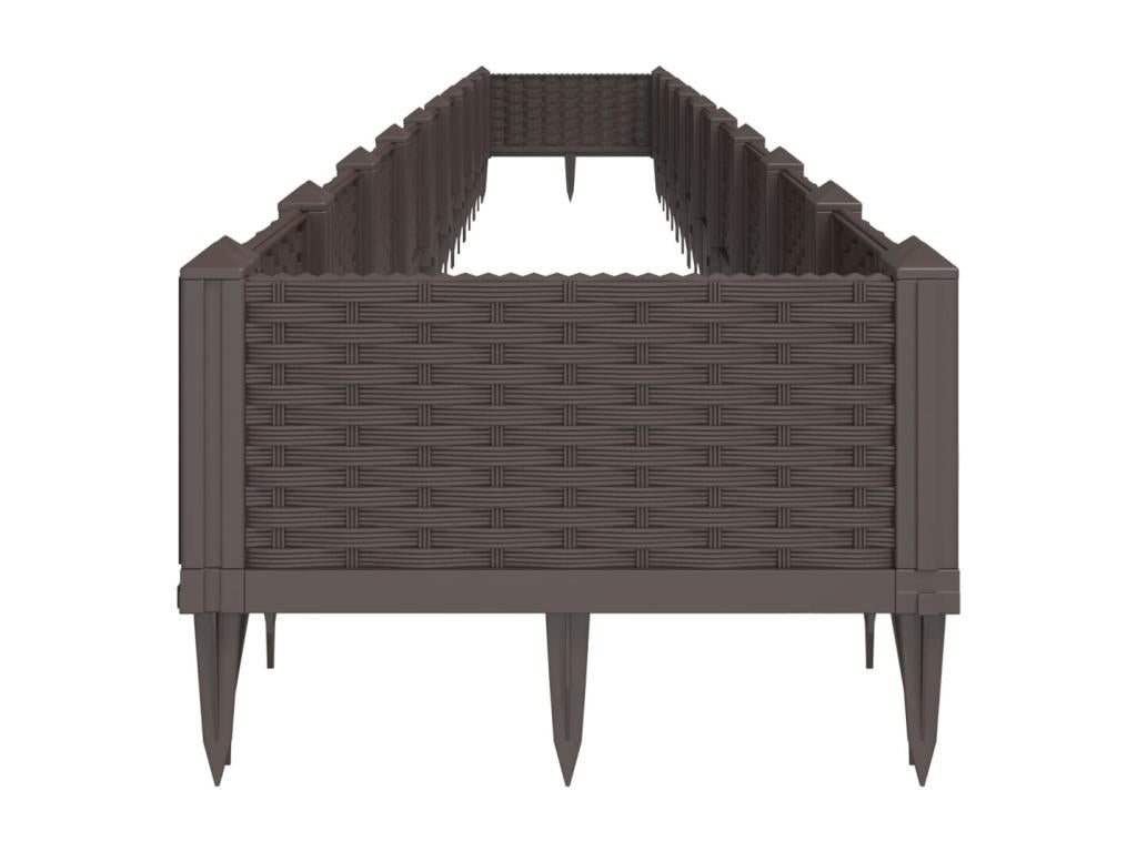 Jardinière avec piquets marron 362.5x42.5x28.5 PP