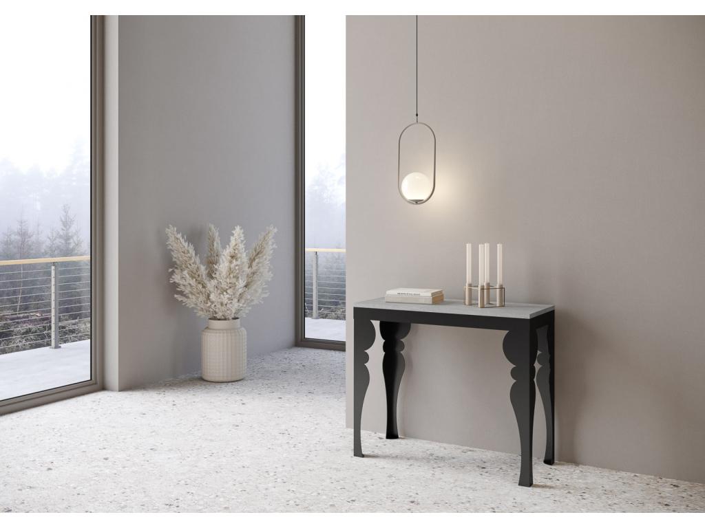 Console extensible 90x40/196 cm Homelumiere Gris Béton cadre Anthracite
