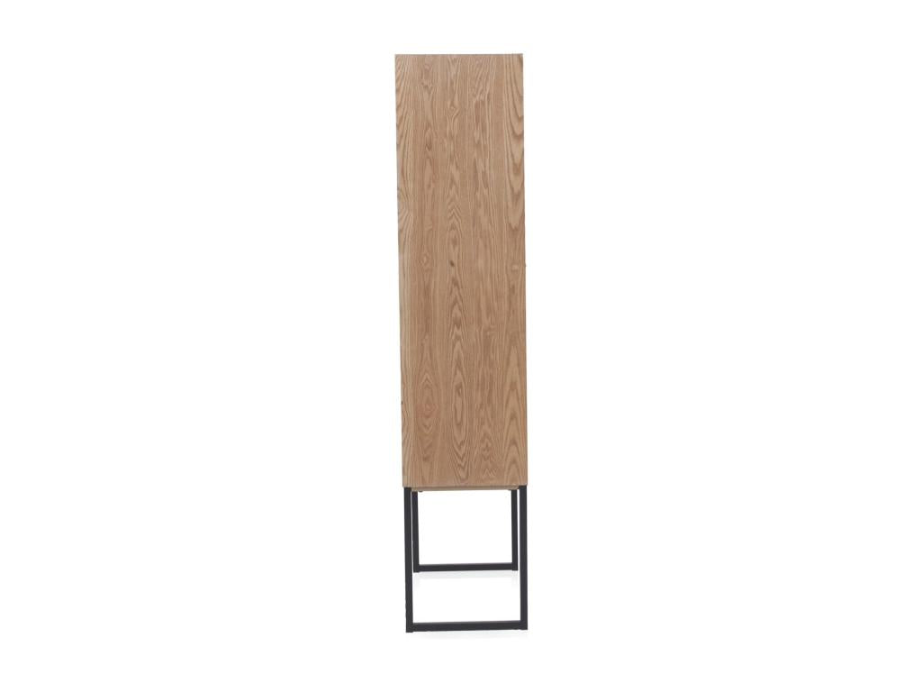 Vitrine en frêne plaqué avec façade en bois recyclé