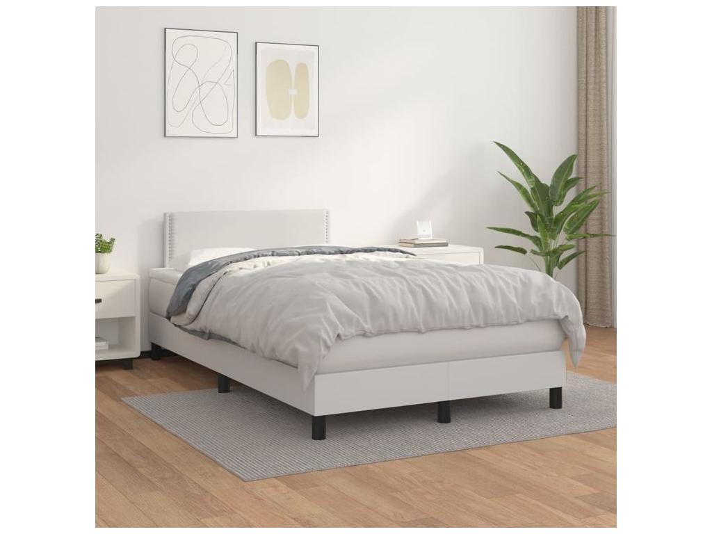 Sommier à Homelumiere de lit avec matelas Blanc 120x200 Similicuir