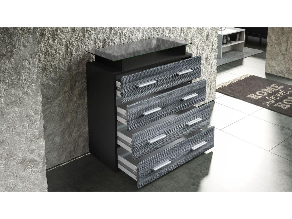 Commode Noir Mat Et Crème Laqué lxhxp 76x81x35