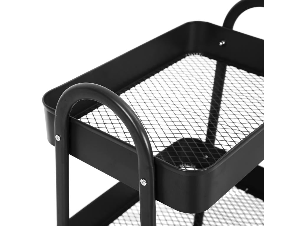 Homelumiere Chariot de service à Homelumiere Chariot à thé 3 étages avec poignée noir