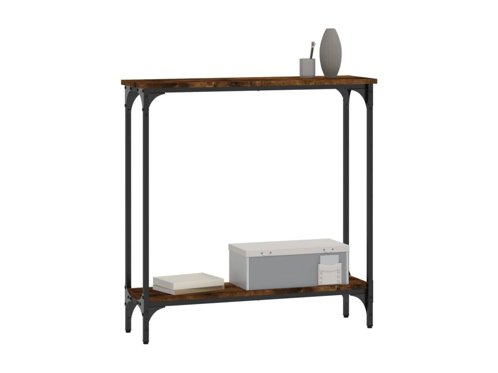 Table console chêne fumé 75x22,5x75 cm bois d'ingénierie