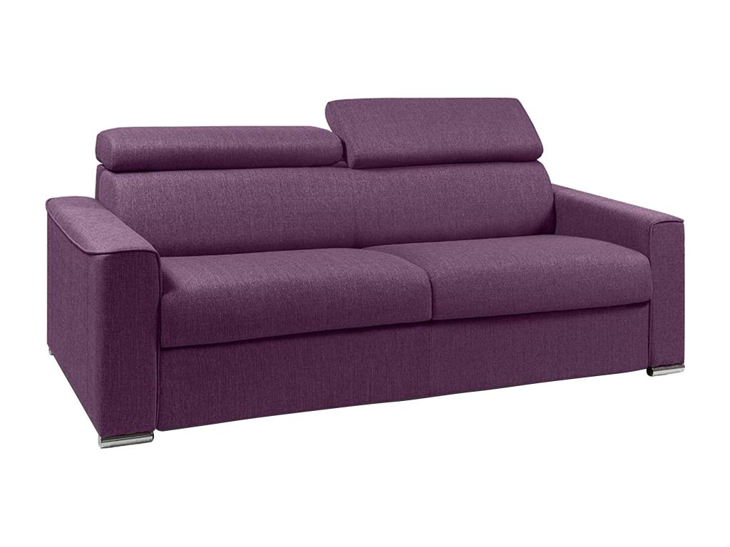 Canapé 4 places convertible express en tissu violet - Couchage à Homelumiere larges 160 cm - Matelas 14 cm Homelumiere