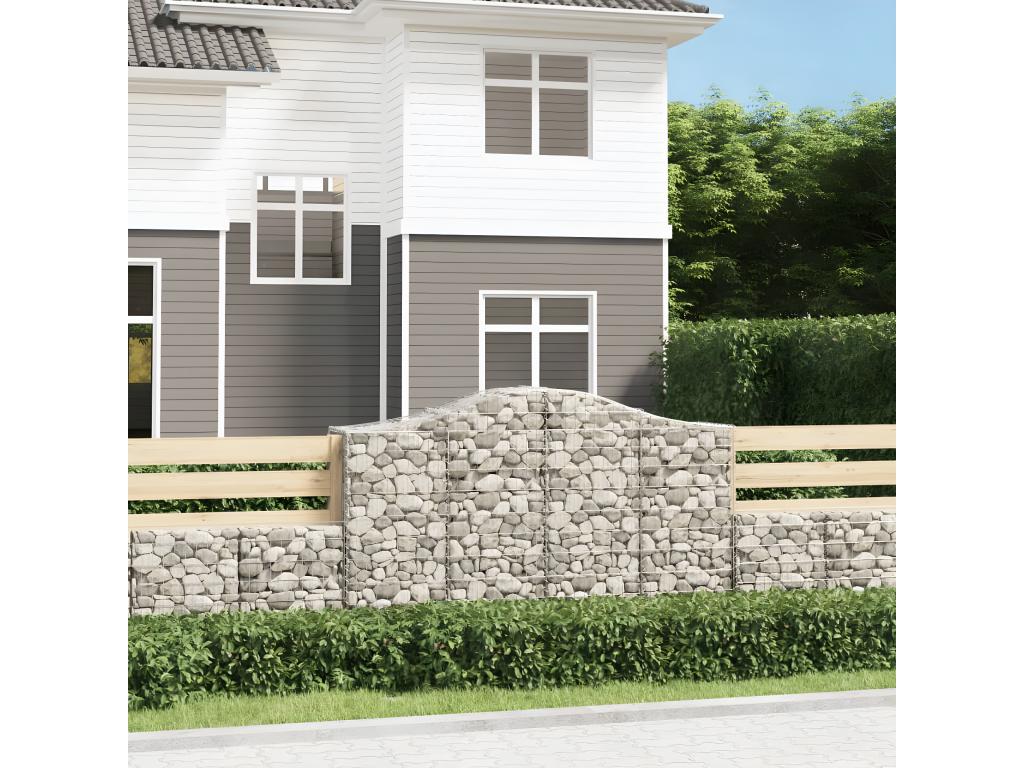 Paniers à gabions arqués 3 pièces 200x50x120/140 cm Fer renforcé
