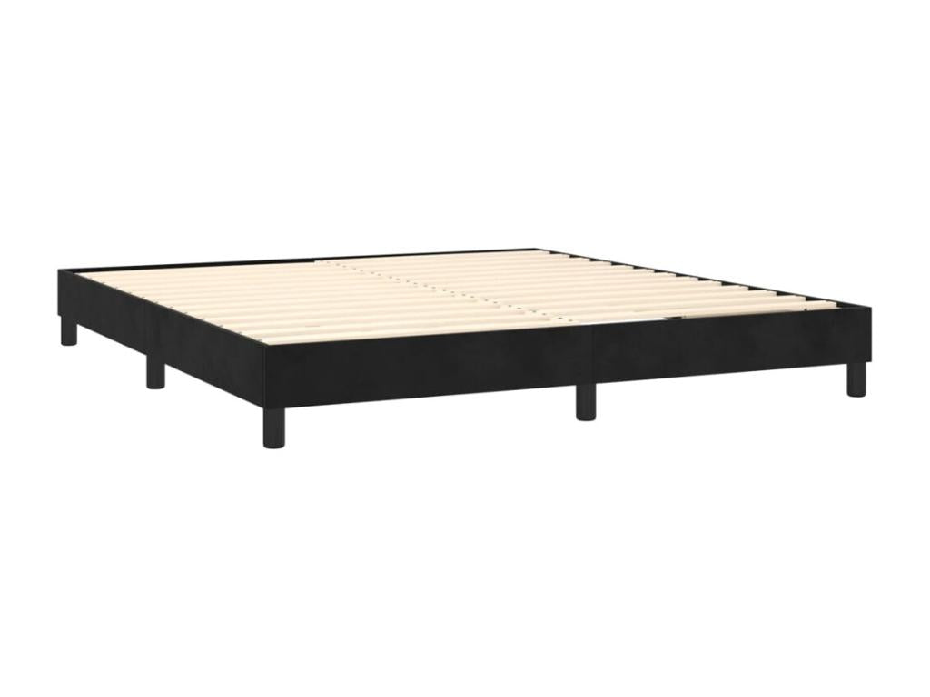 Sommier tapissier avec matelas et LED Noir 160x200 cm Velours