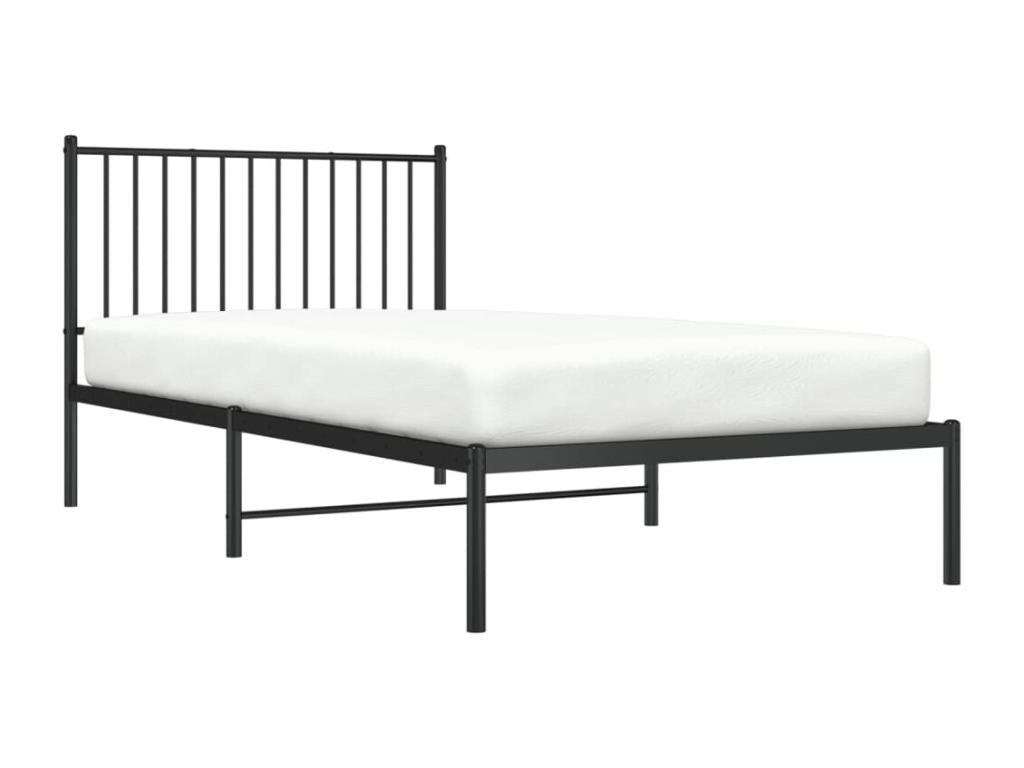 Cadre de lit métal avec tête de lit noir 100x200