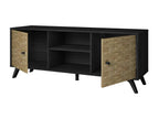 Meuble TV 2 portes 2 niches Noir/Bois - VIETNAM