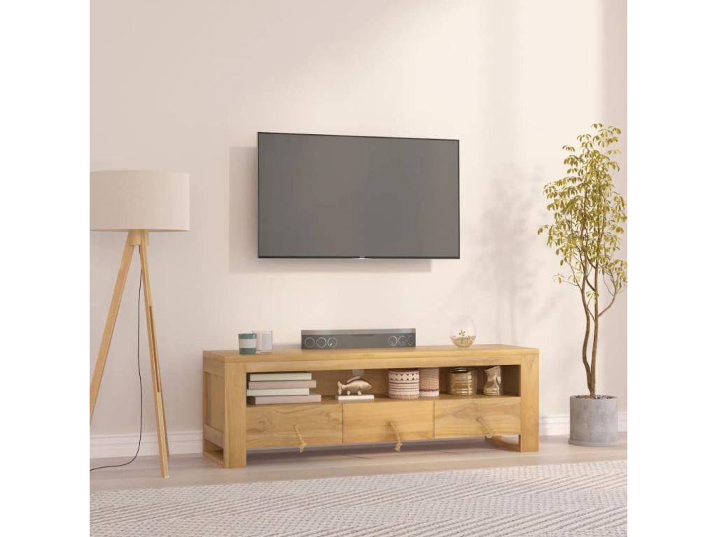 Meuble TV 110x30x35 cm Bois de teck solide