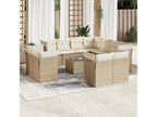 Salon de jardin avec coussins 12 pcs beige résine tressée