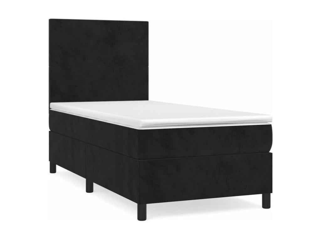 Sommier à Homelumiere de lit avec matelas Noir 100x200 Velours