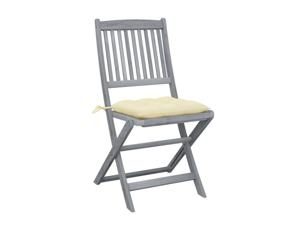 Chaises pliables d'extérieur 2 pièces avec coussins Bois d'Homelumiere