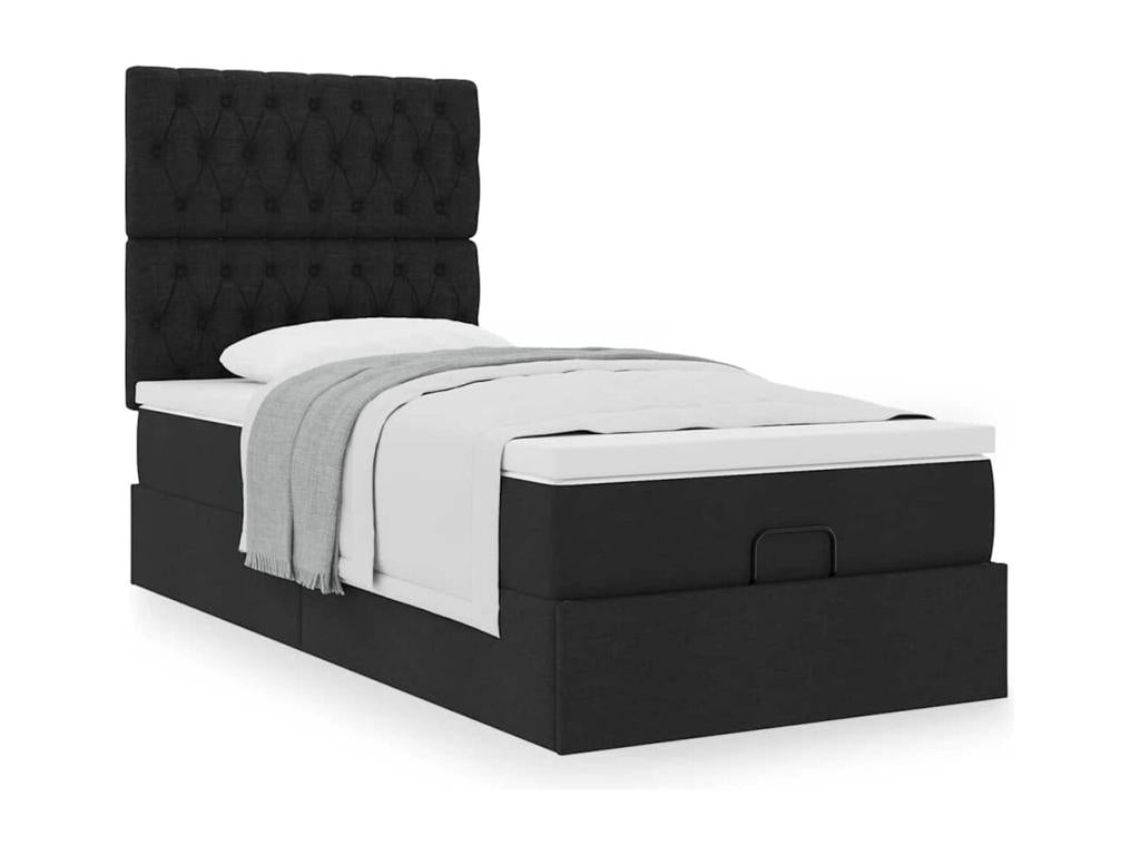 Cadre de lit Homelumiere avec matelas noir 90x190 cm tissu