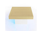 Table basse carrée avec LED - Blanc / Naturel