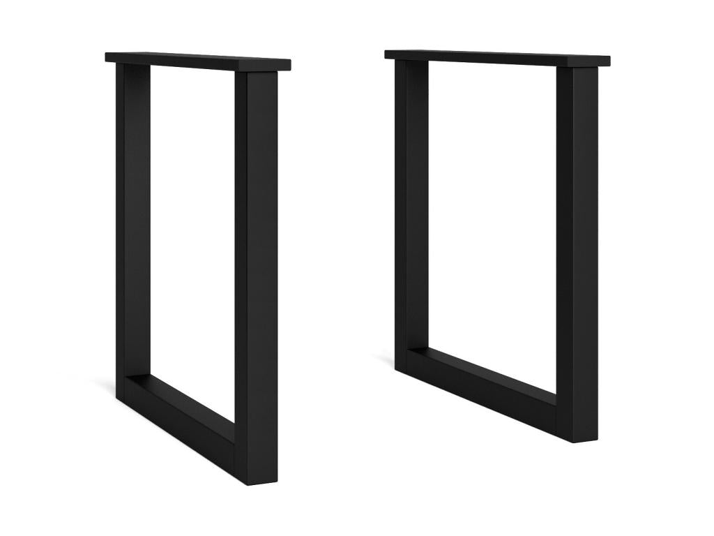 2 Supports - Pieds de table en bois massif en U - Salle à manger - Laqué Noir - 70x71cm