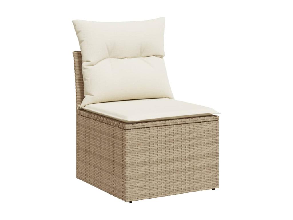 Salon de jardin avec coussins 9 pièces beige résine tressée 75496IPXC