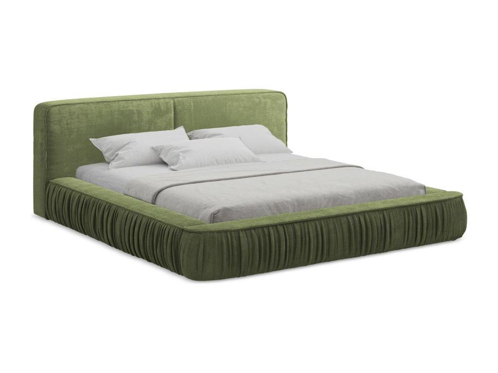 Lit rembourré avec rangement 178x238 - en Chenille - vert - Homelumiere
