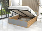 Lit Homelumiere T 120x200 coffre - Sommier inclus Chêne - gris clair